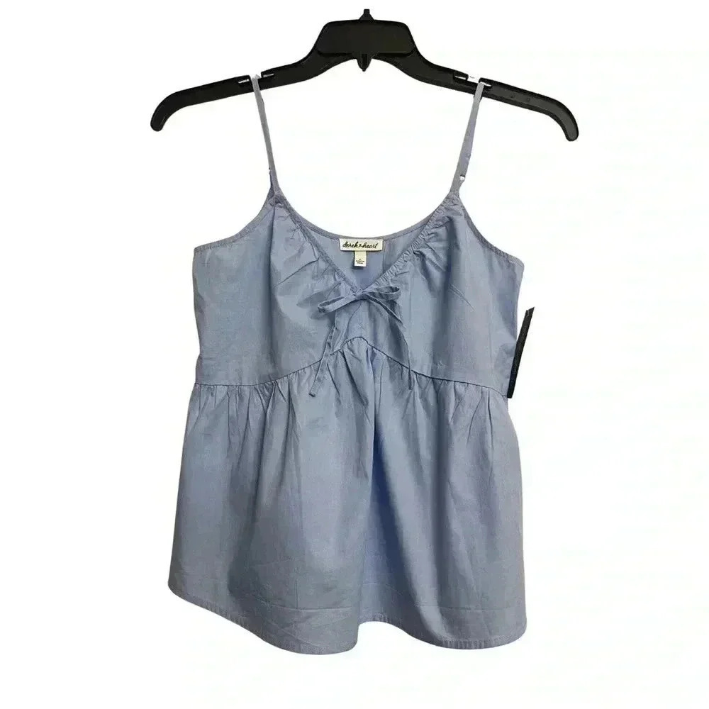 2/$12 Derek Heart Womens Blue Tank Scooped Neck Peplum Top Shirt Juniors Size M
